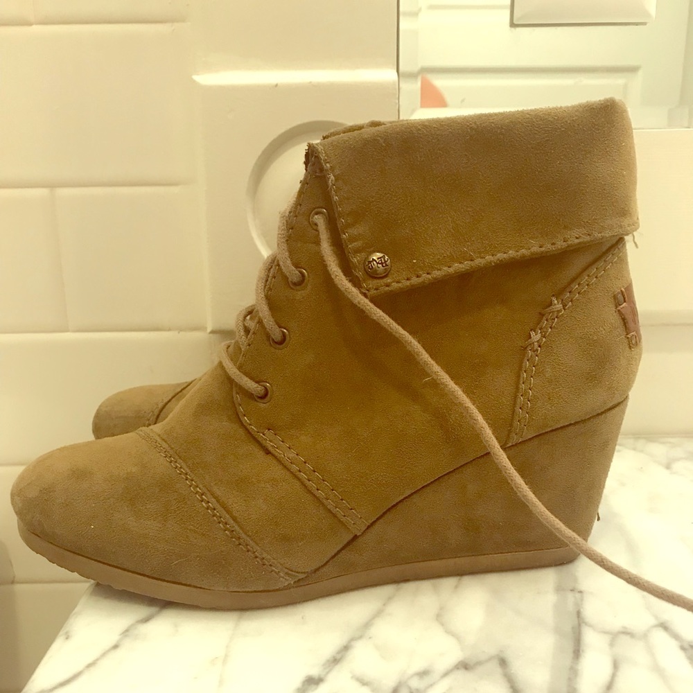 Tan suede ankle booties